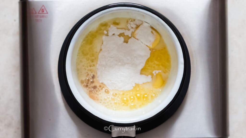 making a roux for cheese sauce for nachos.