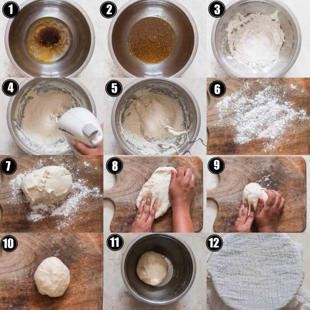 step by step photo collage of pretzel bites recipe