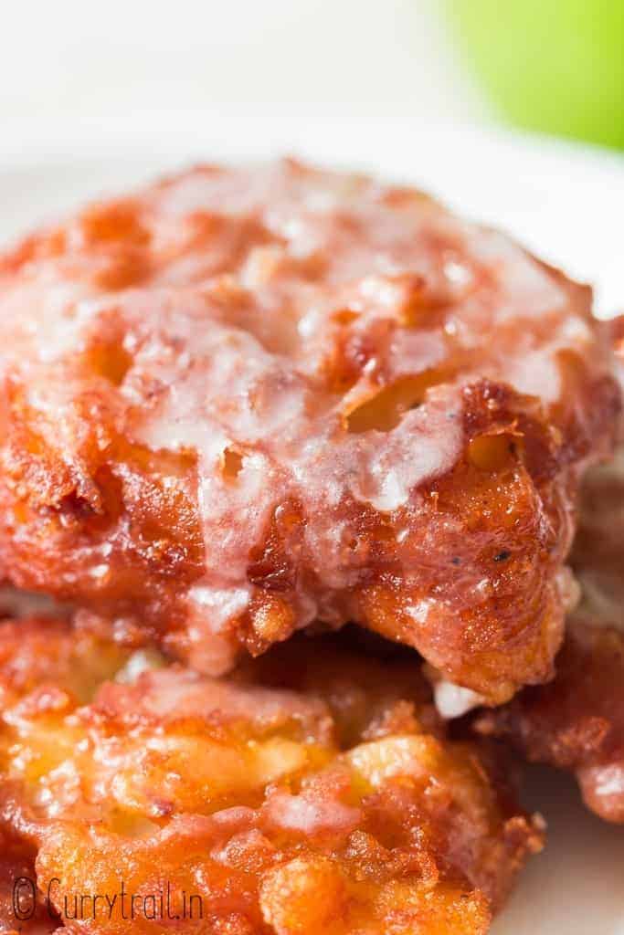 easy old fashioned fritters recipe using apples on white plate