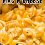 pot with creamy mac and cheese made using butternut squash with text