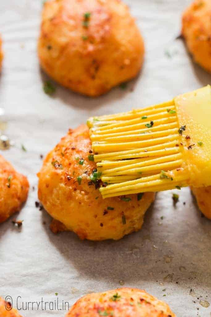 homemade easy drop biscuits with cheddar cheese and chives on baking tray