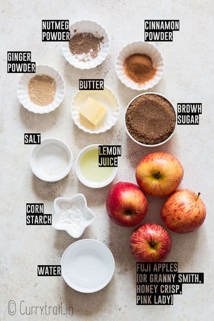 all ingredients for cinnamon apples