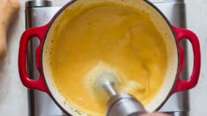step 9 blitz squash in creamy smooth mix using immersion blender