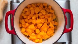 step 4 roast diced butternut squash in the pan