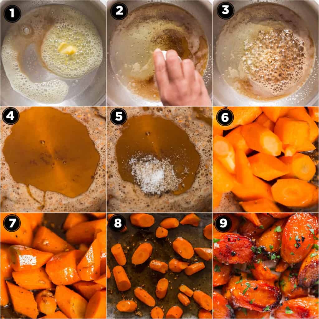 step by step pictorial of roasted honey glazed carrots recipe