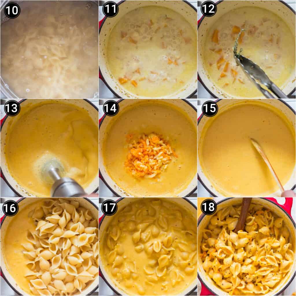 step by step picture collage of how to make butternut squash mac and cheese recipe