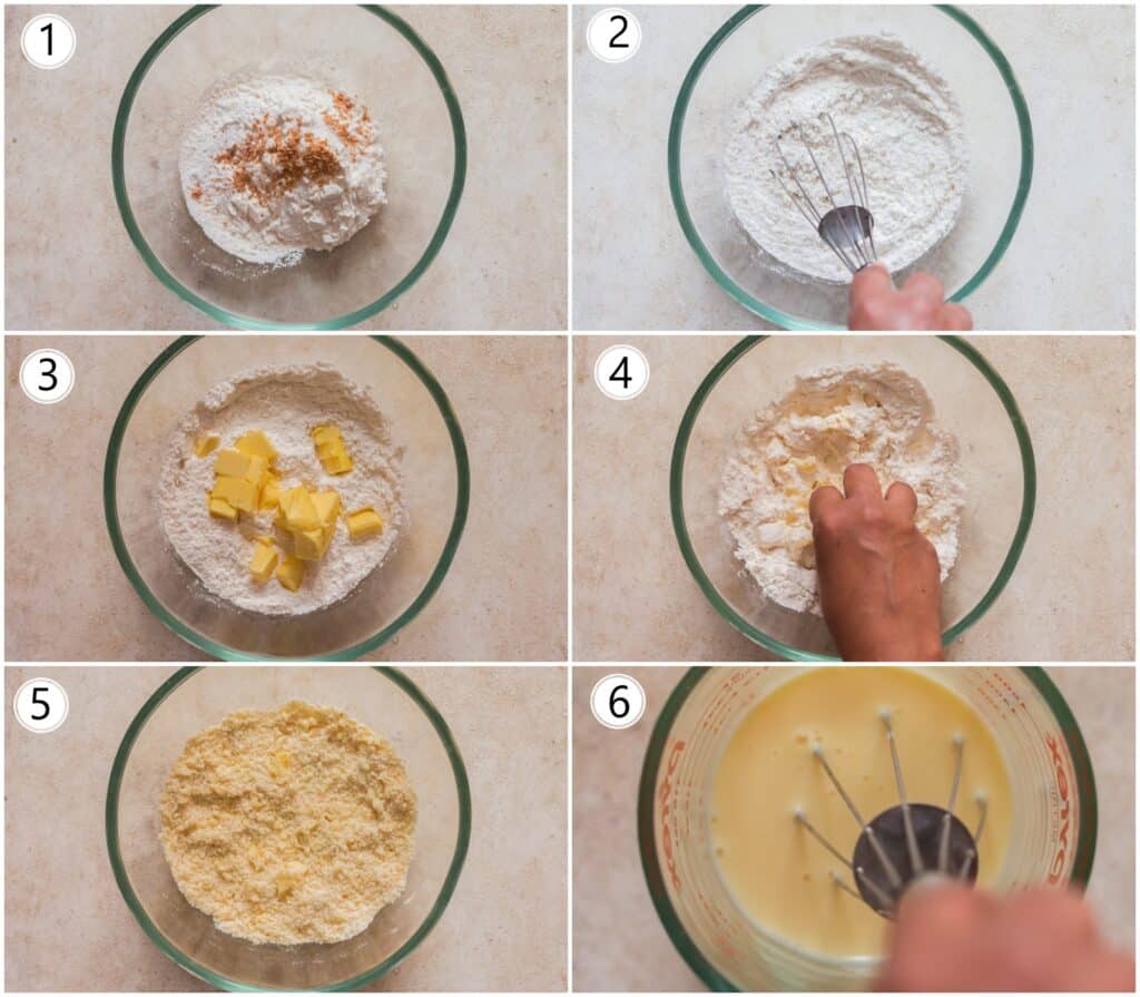 step by step pictorial collage on how to make cheddar drop biscuits