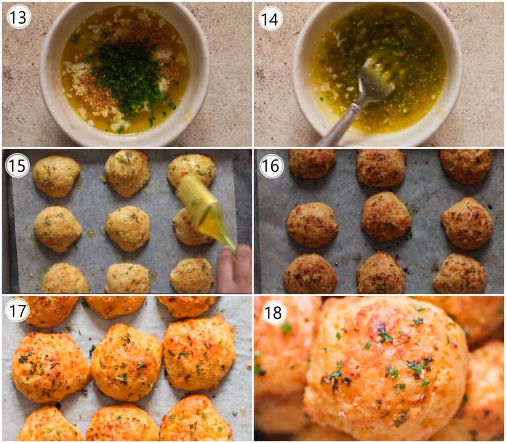 step by step pictorial collage on how to make cheddar drop biscuits