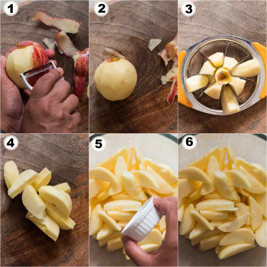 step by step picture collage of cinnamon apples