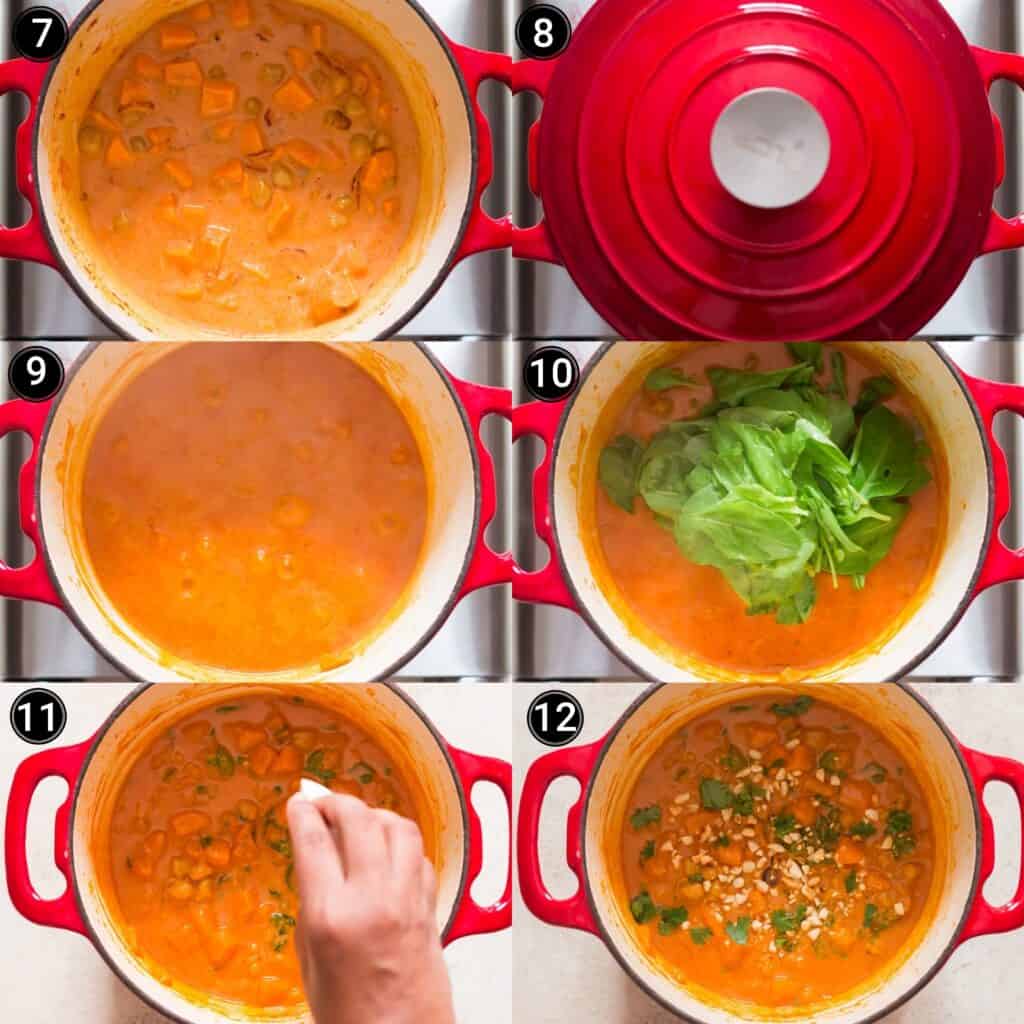 sweet potato curry step by step picture collage