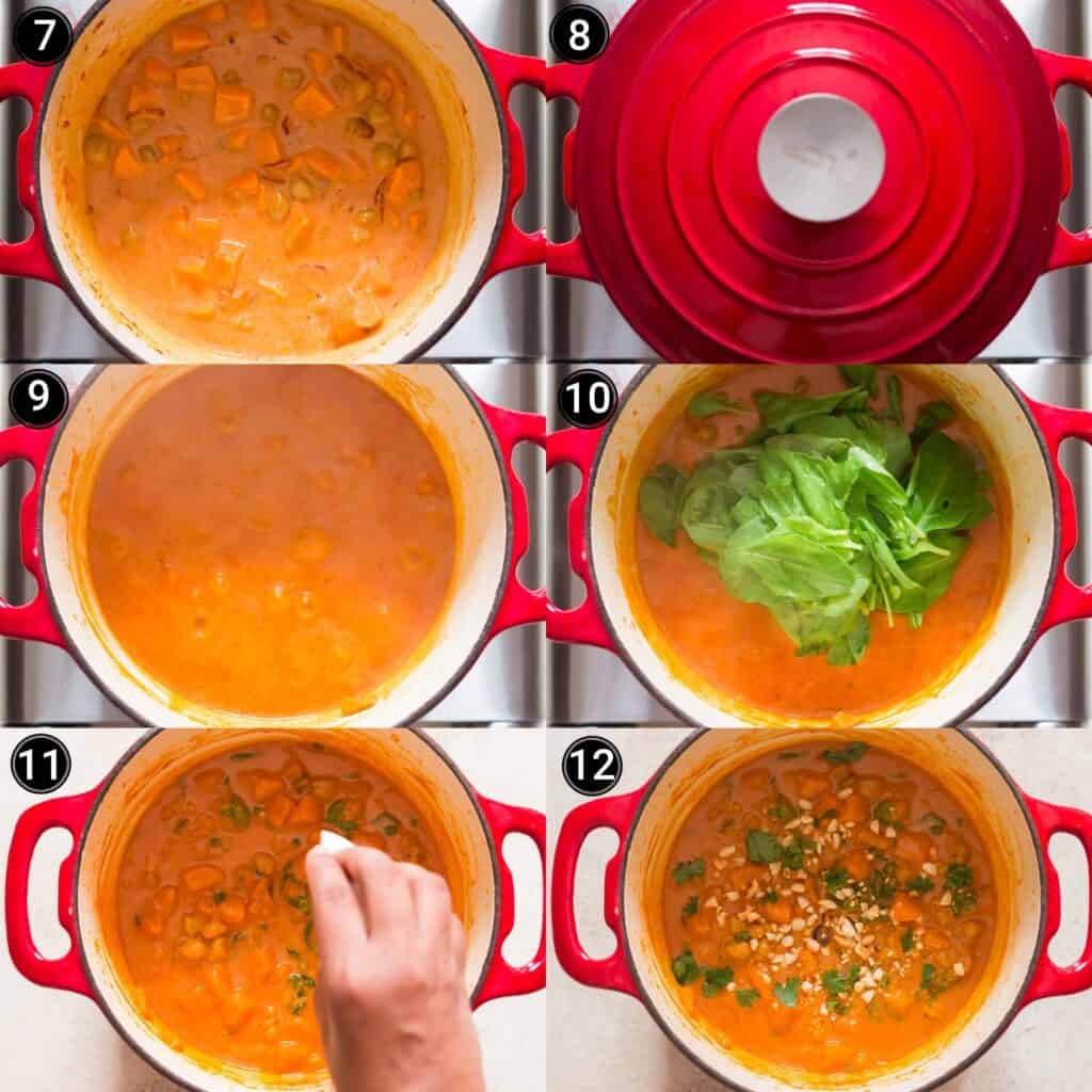 sweet potato curry step by step picture collage