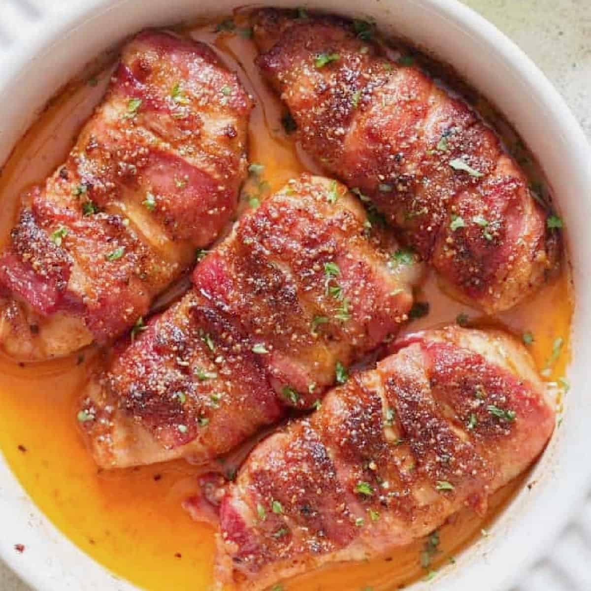 Super Easy Bacon Wrapped Chicken Breasts