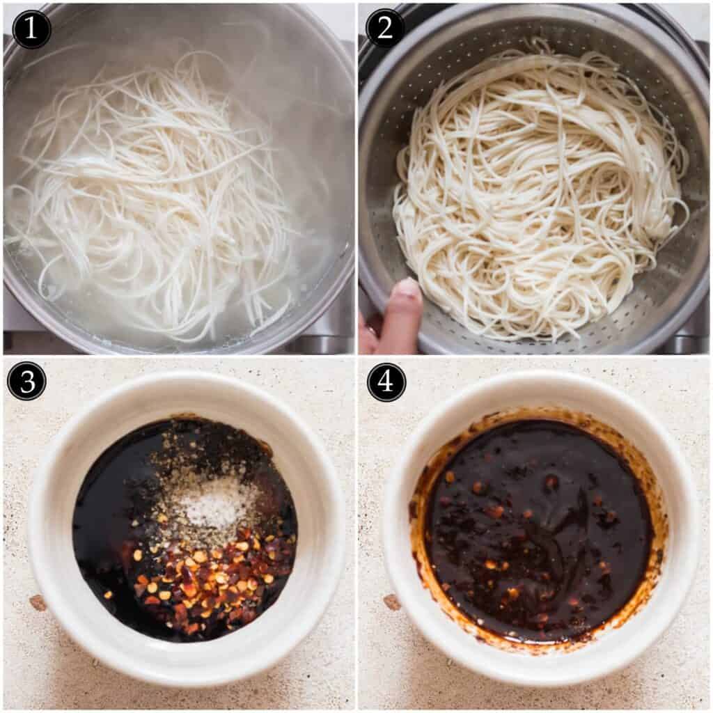 step by step picture collate for garlic noodles