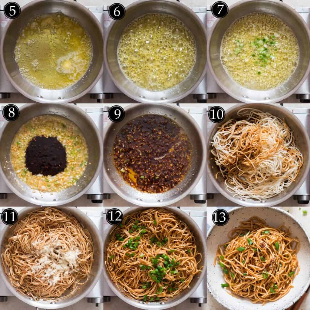 step by step picture collate for garlic noodles