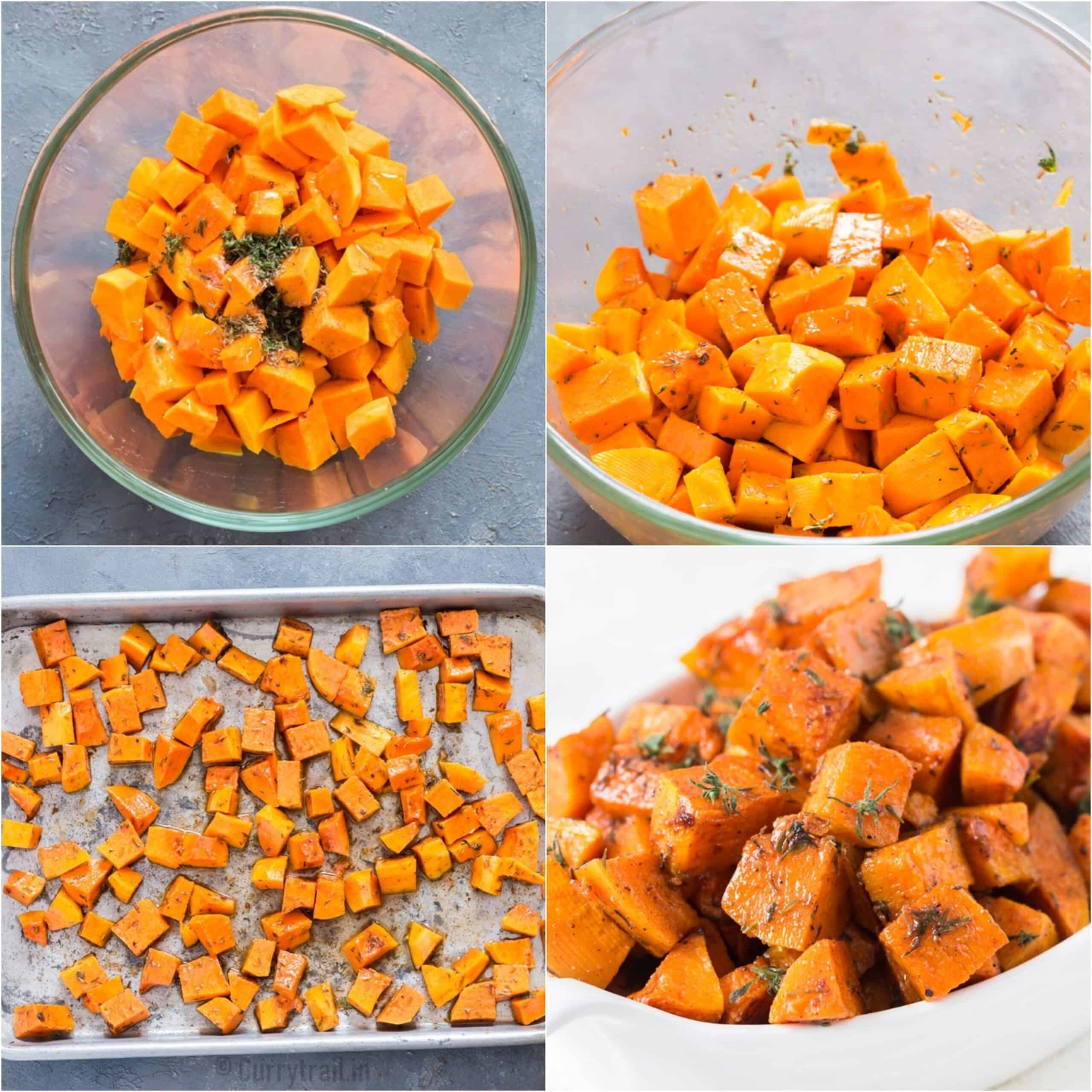 step by step picture collage for roasted butternut squash recipe