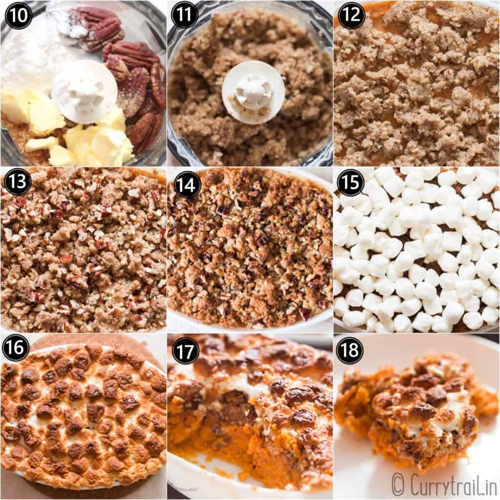 picture collage of how to make sweet potato casserole