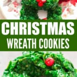 cornflakes Christmas wreath cookies with text