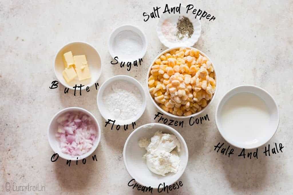 all ingredients for creamed corn recipe