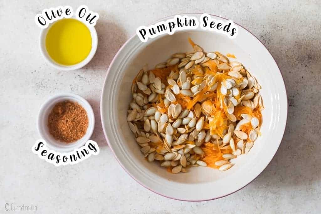 ingredients for roasted pumpkin seeds
