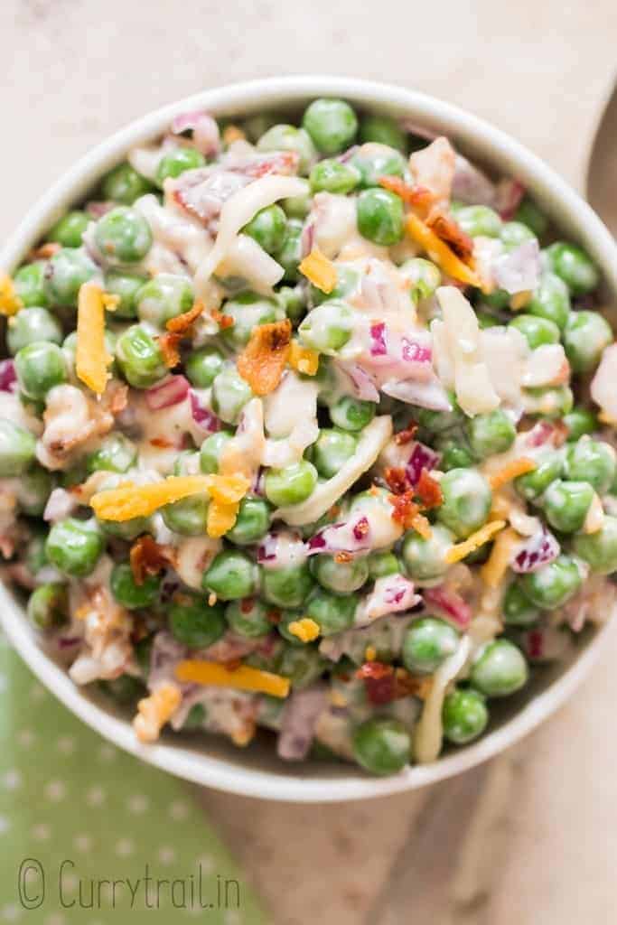 Classic Pea Salad With Bacon And Cheese