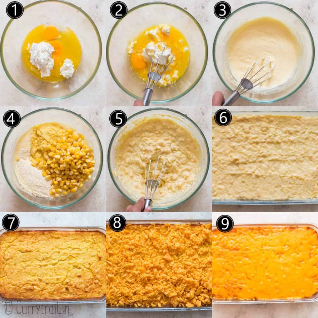 step by step instructions for corn casserole recipe