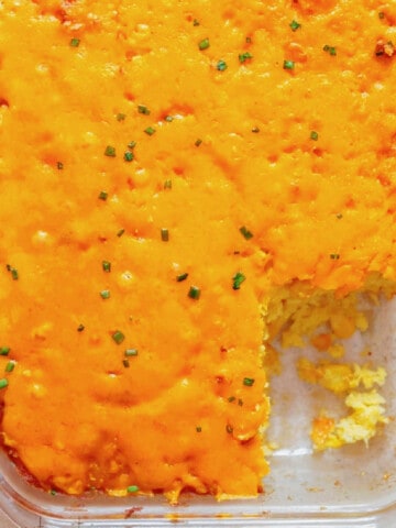 corn casserole in casserole dish