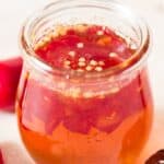 hot honey in glass jar
