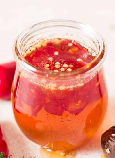 hot honey in glass jar