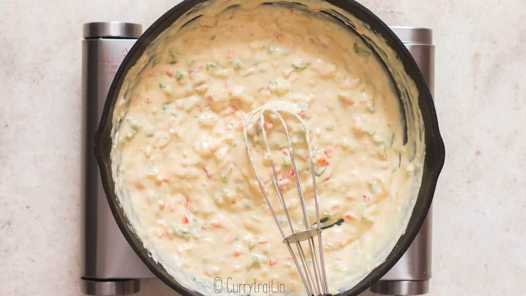 whisk cheese together