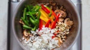 cooking veggies in skillet