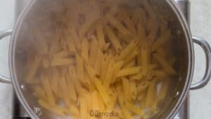 cooking pasta in large pot