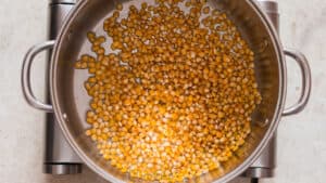 popcorn kernels in large pot to make movie style popcorn