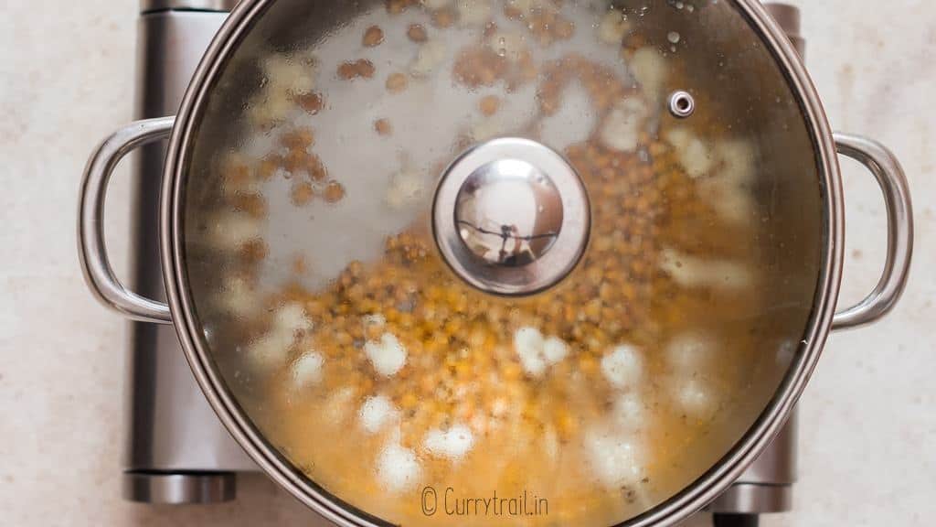 making homemade movie style popcorn in large pot with lid