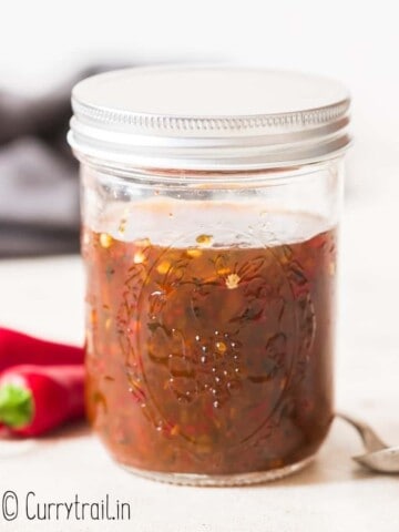 jar filled with jalapeno jelly aka hot pepper jelly