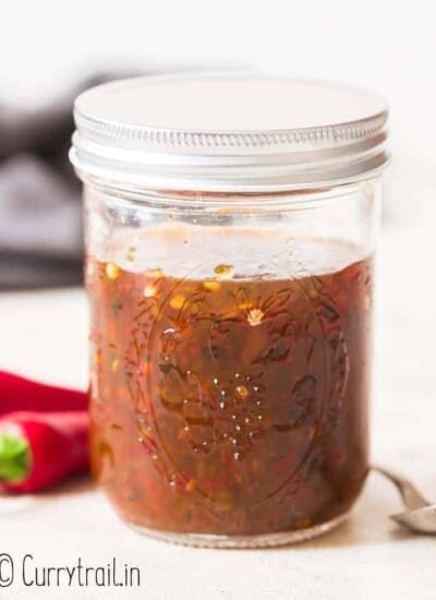 jar filled with jalapeno jelly aka hot pepper jelly
