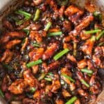 Mongolian chicken recipe cooked in skillet