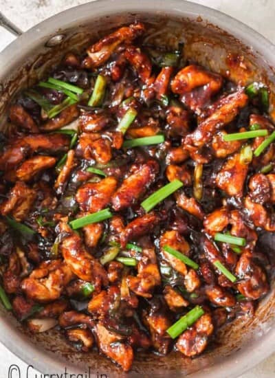 Mongolian chicken recipe cooked in skillet