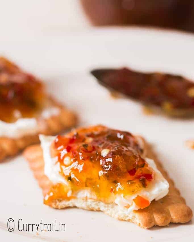 cracker spread with cream cheese and hot pepper jelly