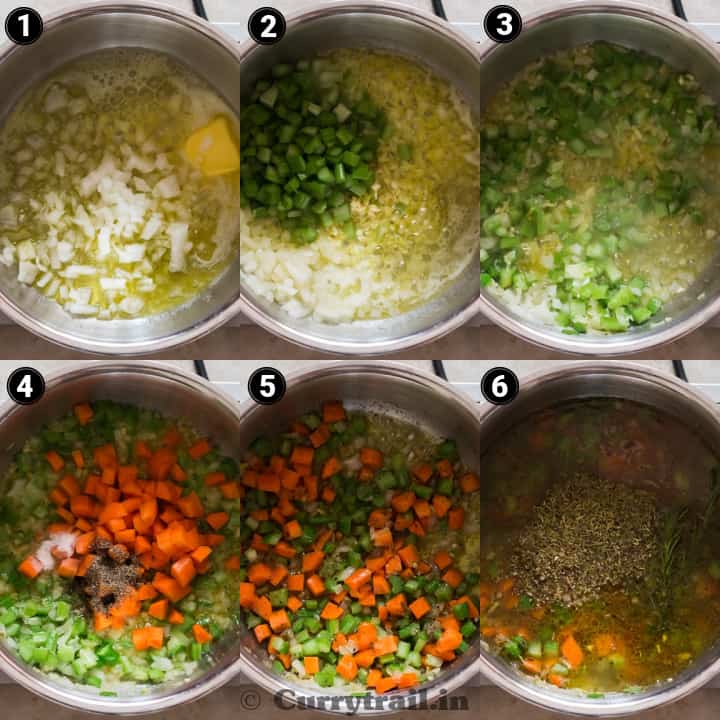 step by step collage instructions for white bean kale soup