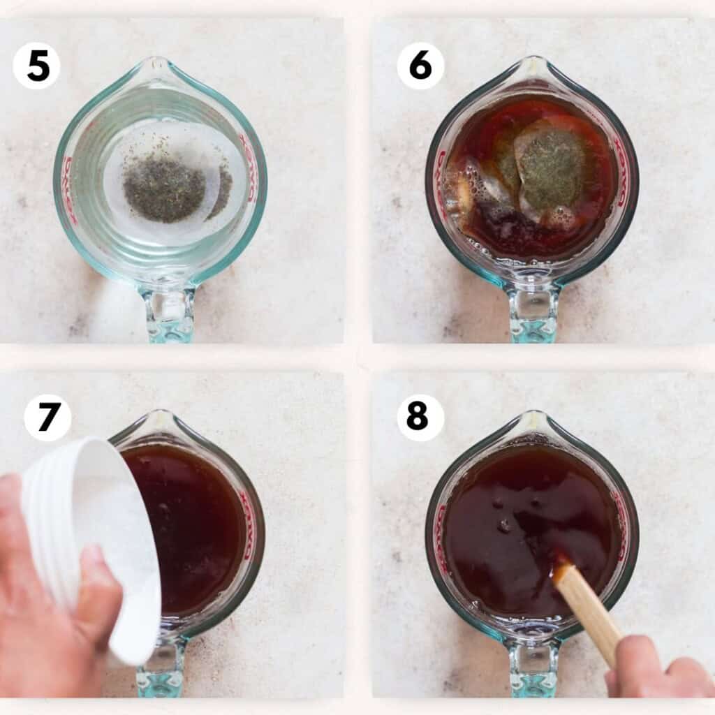 brewing tea for strawberry ice tea.