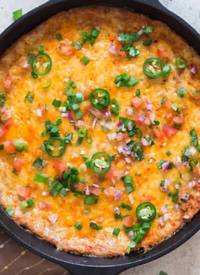 close up of bean dip made using canned refried beans