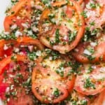 marinated tomato salad in plate