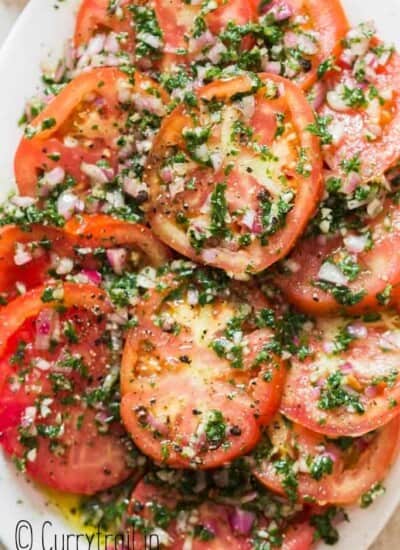 marinated tomato salad in plate