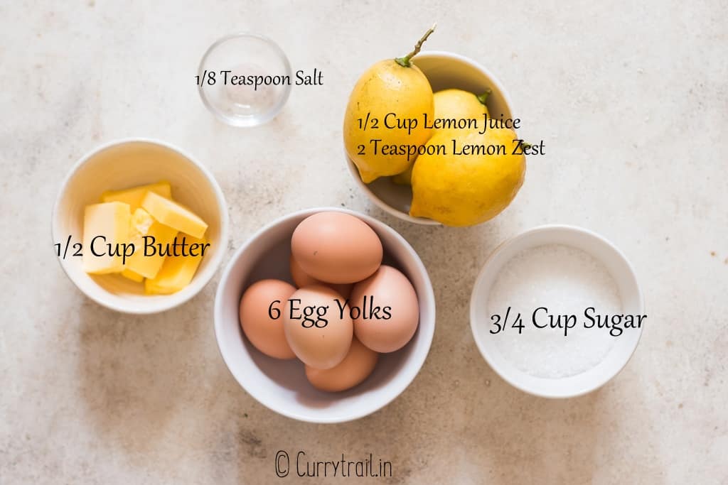 all ingredients for lemon curd