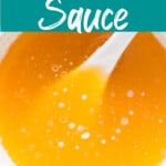 lemony buttery sauce in small bowl with text