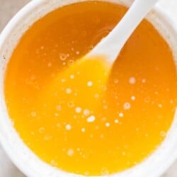 small bowl of rich lemon butter sauce