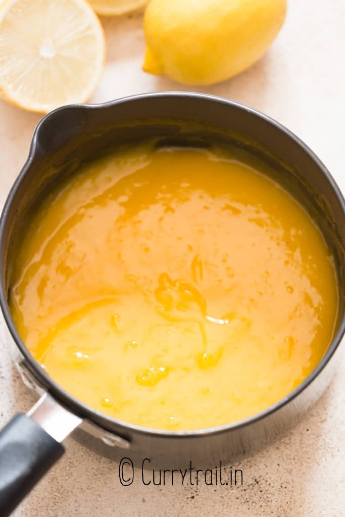 making of lemon curd in sauce pan