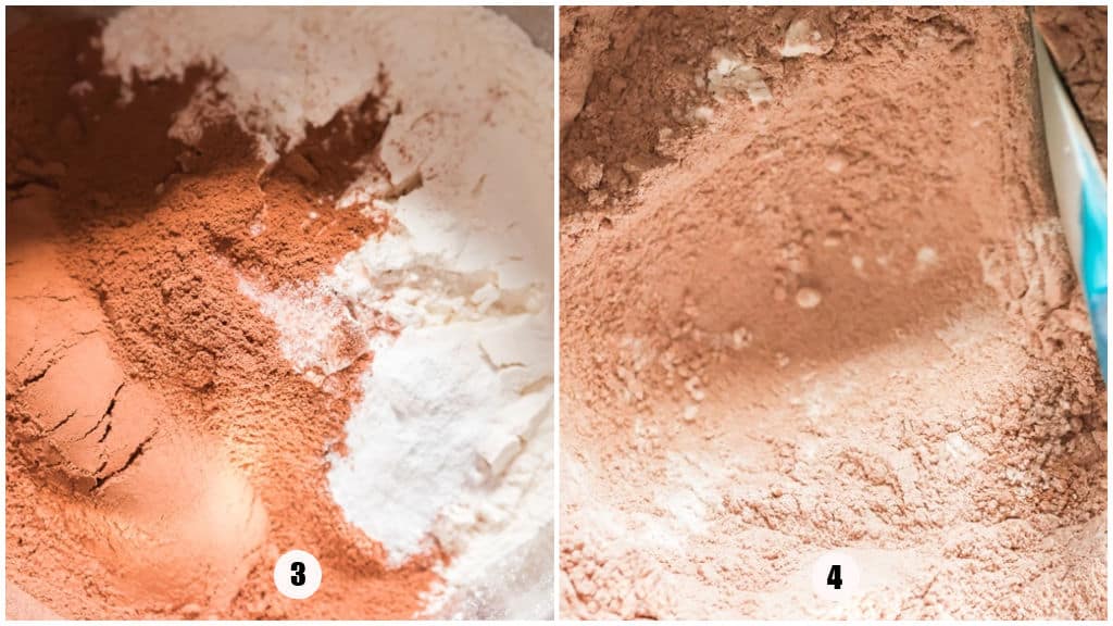 picture collage of making brownie batter.