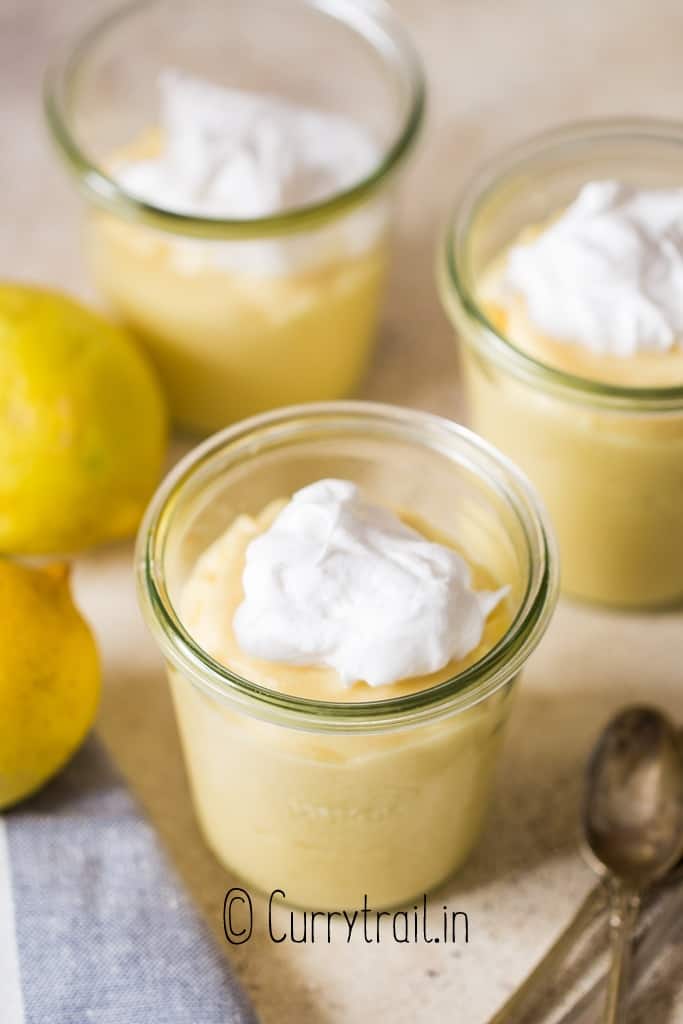 lemon pudding in 3 jars