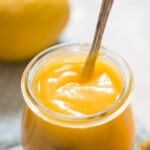 lemon curd in a jar.